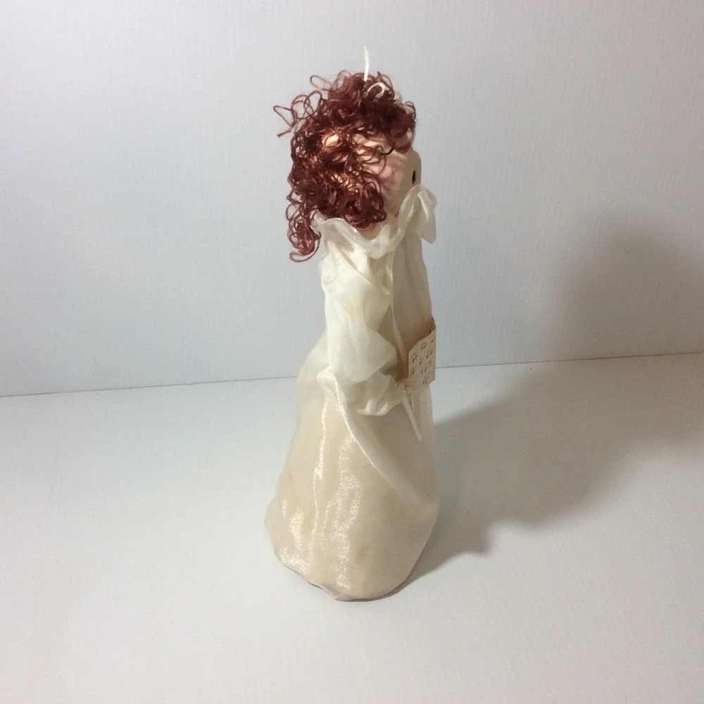 Vintage Standing Singer Choir Paper Mache Head Christmas Tree Topper Red Hair
